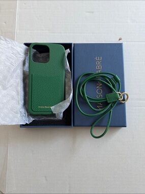Maison Martin Margiela Green Pebbled Leather Phone Case / Green Strap15 pro max